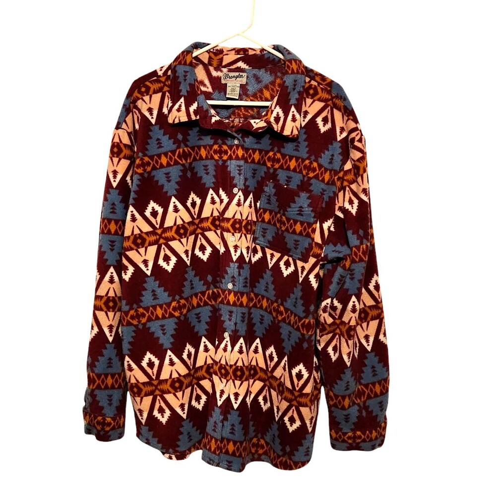 Wrangler Wrancher Fleece Shirt South Western Print Long Sleeve Womens 3XL